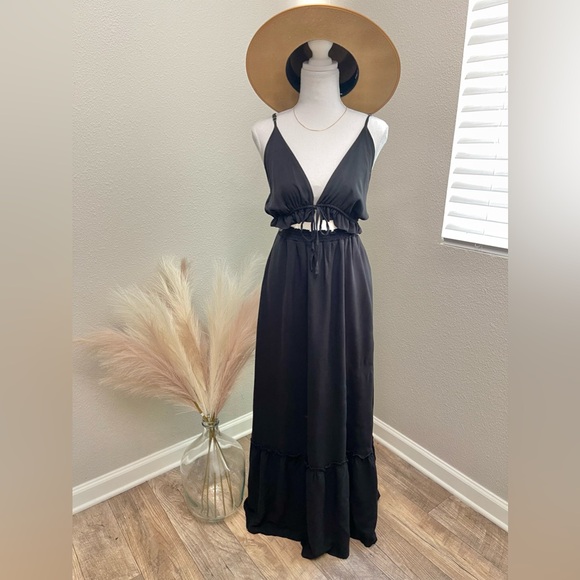 NEW Mainstrip - Black Fun Comfy Boho Vacation Destination Summer Maxi Dress - Picture 4 of 14